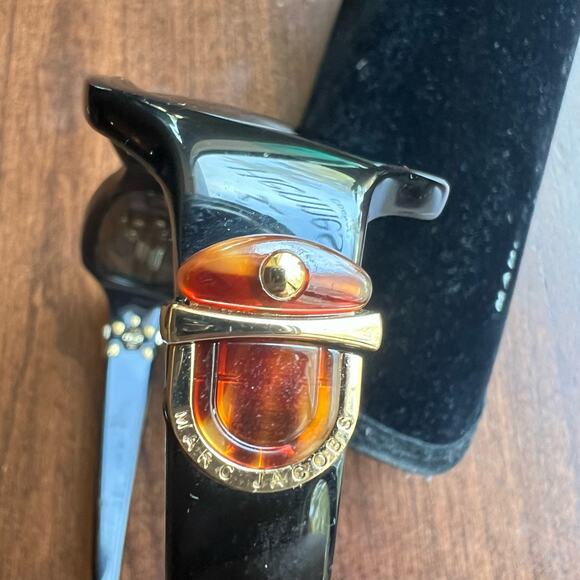 Marc Jacobs MJ101/S 80785 Black Gold Frame Sunglasses Italy 58-15-125 w/ case - Picture 4 of 11